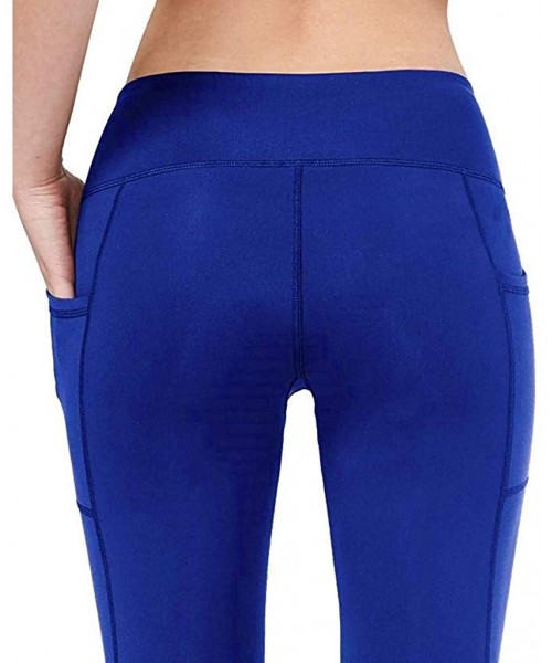 Board Shorts Women's Yoga Pants Workout Leggings Phone Pocket Running Running Athletic Tight Pants - Blue - CO194ITD7R5