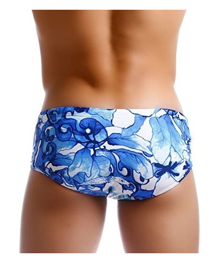 Briefs Sexy Men Swimwear Swimsuits Swimming Briefs Bikini Flowers Board Shorts - C612O35GJUD