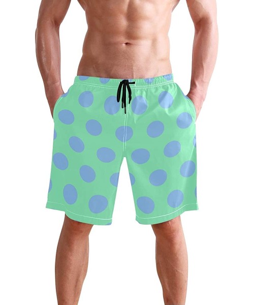 Board Shorts Purple White Polka Dots Men's Quick Dry Beach Shorts Swim Trunk Beachwear with Pockets - Color02 - CO18R2O708K