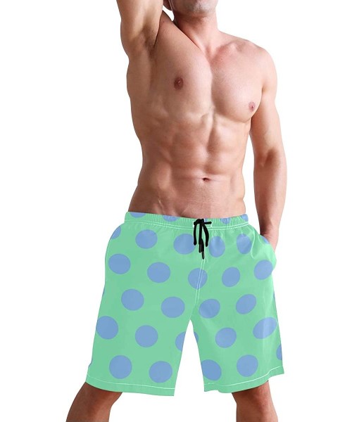 Board Shorts Purple White Polka Dots Men's Quick Dry Beach Shorts Swim Trunk Beachwear with Pockets - Color02 - CO18R2O708K