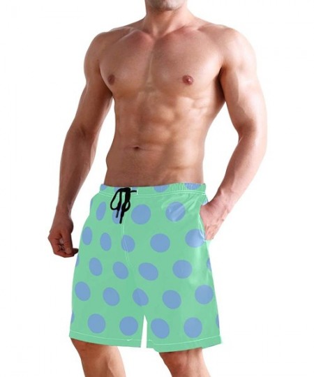 Board Shorts Purple White Polka Dots Men's Quick Dry Beach Shorts Swim Trunk Beachwear with Pockets - Color02 - CO18R2O708K