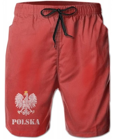 Board Shorts Polish Eagle Polska Mens Summer Casual Shorts-Beach Shorts Swim Trunks - White - CY18U0ZLKR4