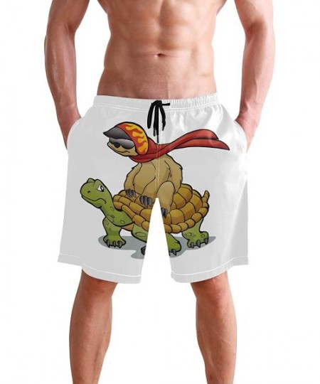 Racing Mens Swim Trunks Skull Cacti Cactus Beach Board Shorts - Sloth Riding a Turtle - C618NX4U9N5