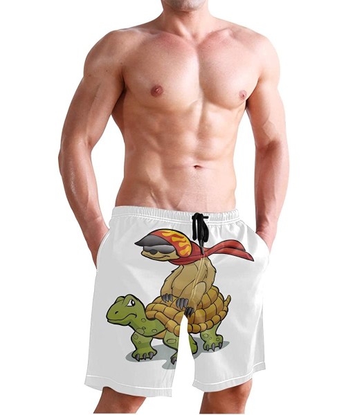 Racing Mens Swim Trunks Skull Cacti Cactus Beach Board Shorts - Sloth Riding a Turtle - C618NX4U9N5