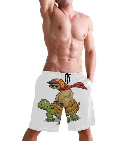 Racing Mens Swim Trunks Skull Cacti Cactus Beach Board Shorts - Sloth Riding a Turtle - C618NX4U9N5