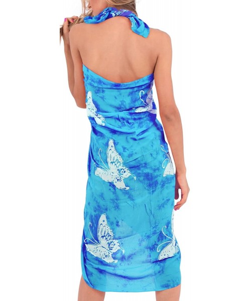 Cover-Ups Women's Sarong Dress Coverup Tie Pareo Beach Wrap Swimsuits Hand Paint - Turquoise_q877 - CI121U7IO4H