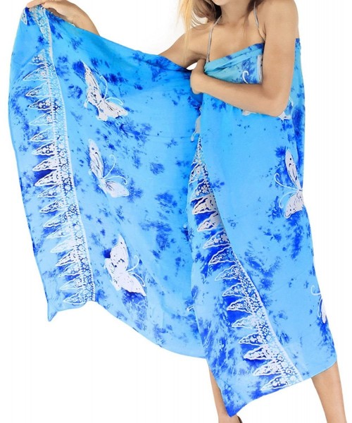 Cover-Ups Women's Sarong Dress Coverup Tie Pareo Beach Wrap Swimsuits Hand Paint - Turquoise_q877 - CI121U7IO4H