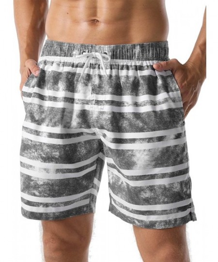 Board Shorts Men's Swim Trunks Retro Soft Washed Drawstring Workout Shorts Men - Gray-285 - CR18YH6XZSD