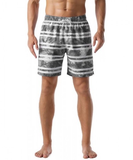 Board Shorts Men's Swim Trunks Retro Soft Washed Drawstring Workout Shorts Men - Gray-285 - CR18YH6XZSD