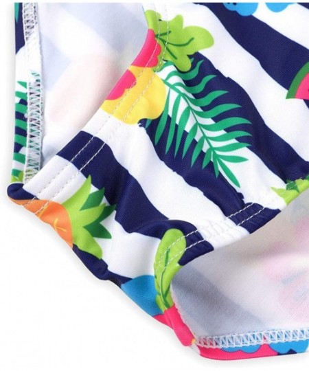 One-Pieces Baby Girl's Floral One Piece Striped Ruffle Swimsuit - Tropical - CJ18K70XE5K