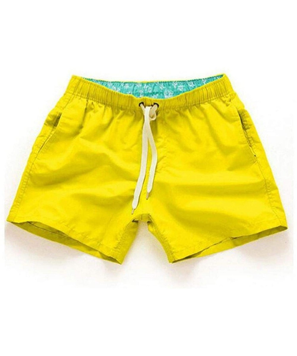 Racing Pocket Quick Dry Swimming Shorts for Men Swimwear - Yellow - CV18S7L026M