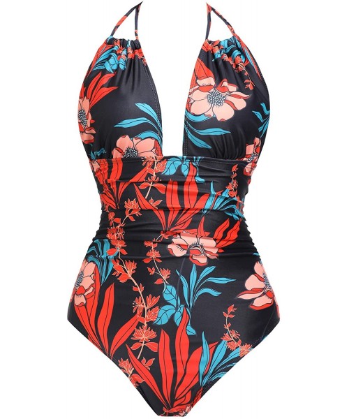 One-Pieces Women One Piece Swimsuit Tummy Control Swimwear V Neck Bathing Suit - Z-45 - CV18R820AY9