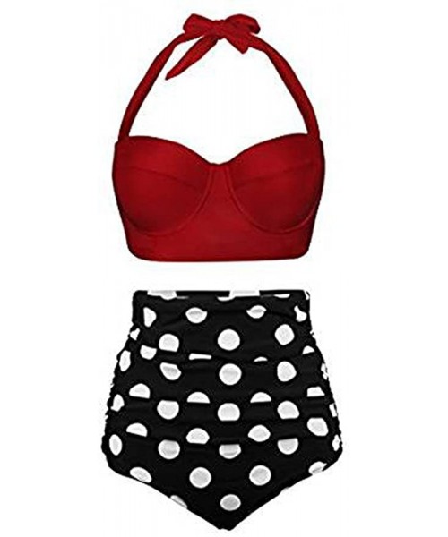 One-Pieces Women's Bikini 2Pc Ruffled Swimsuits Tankini Set - Z-8 Red - CW19707HQ74