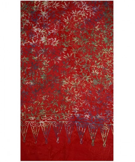 Cover-Ups Half Sarong - Red Poinsettia Floral Batik- Color Shade May Vary Slightly - CW11RTMJJUB