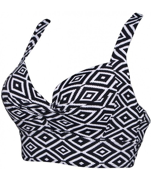 Sets Sexy Bikini Top for Women Cross Back Plus Size Push up Sports Bra - Stripe - C518CHYU8E3