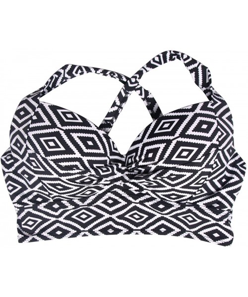 Sets Sexy Bikini Top for Women Cross Back Plus Size Push up Sports Bra - Stripe - C518CHYU8E3