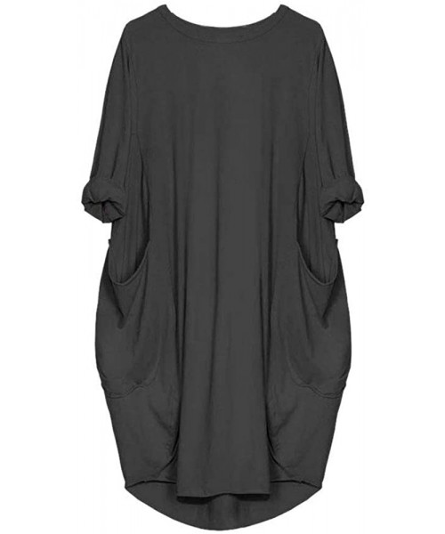 Cover-Ups Women's Dresses Casual Loose Summer Pocket Ladies Plus Size 3/4 Sleeve Beachwear Cover Up Knee-Length Sundress - Da...