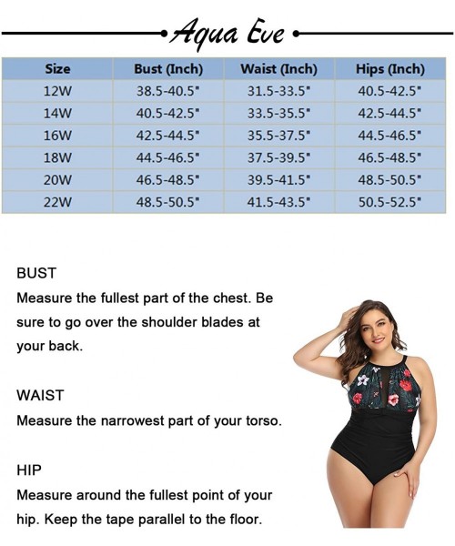 One-Pieces Women Plus Size V-Neck One Piece Bathing Suits Halter Tummy Control Swimsuits - Dark Blue-1 - CR18X6TL4E2