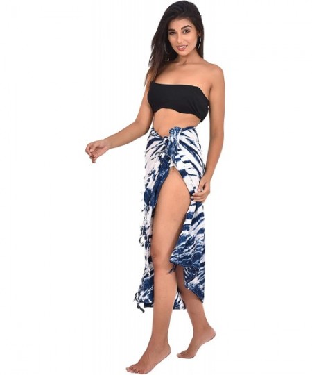 Cover-Ups Swimwear Long Dip Dye Tie Sarong Multi Wear Beach Pareo Swimsuit Wrap Cover Up Beach Wrap for Women - Indigo - C919...