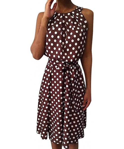 Bottoms Womens Dots Boho Mini Dress Lady Beach Summer Sundrss Maxi Dress - Red-a - CQ18U4GW0L0