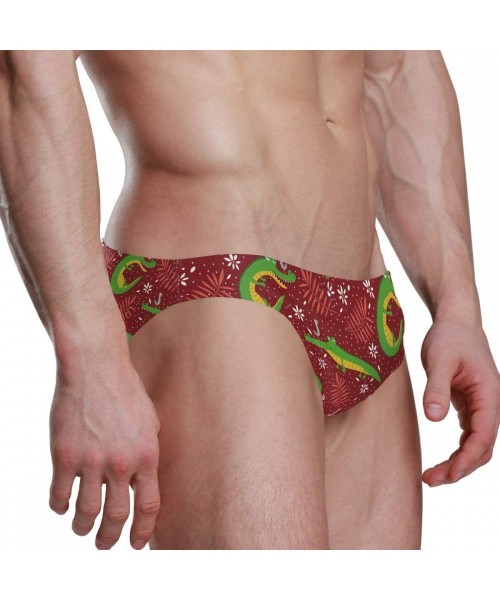 Briefs Men Swimwear Swim Bikini Briefs Cartoon Dinosaurs Swimsuits Board Surf Shorts Trunks - Funny Crocodiles - CB18SQHHXA7