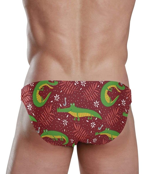 Briefs Men Swimwear Swim Bikini Briefs Cartoon Dinosaurs Swimsuits Board Surf Shorts Trunks - Funny Crocodiles - CB18SQHHXA7