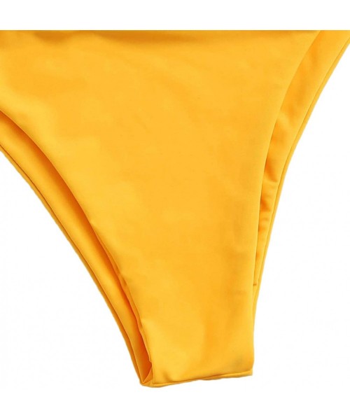 Sets Women's 2 Piece Beachwear Drawstring Front Swimsuits Bikini Set - Yellow - C9199S56O3H