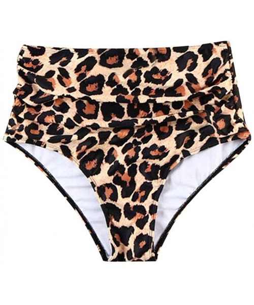 Bottoms Women Swimsuit Bottoms High Waisted Leopard Print Bikini Swim Pants Shorts Quick Dry Swimwear Bathing - Brown - CE193...