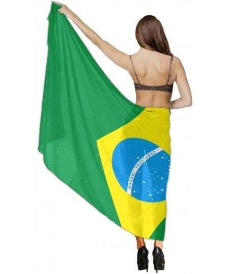 Cover-Ups Women's Chiffon Brazilian Flag Green Beach Scarf Soft Smooth Sunscreen Wrap Shawl Scarves Bikini Cover-up Wrap Scar...