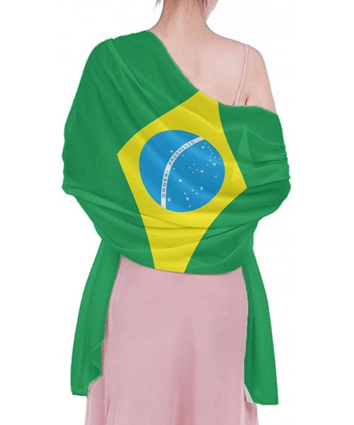 Cover-Ups Women's Chiffon Brazilian Flag Green Beach Scarf Soft Smooth Sunscreen Wrap Shawl Scarves Bikini Cover-up Wrap Scar...