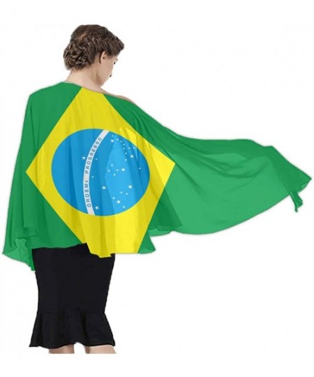 Cover-Ups Women's Chiffon Brazilian Flag Green Beach Scarf Soft Smooth Sunscreen Wrap Shawl Scarves Bikini Cover-up Wrap Scar...