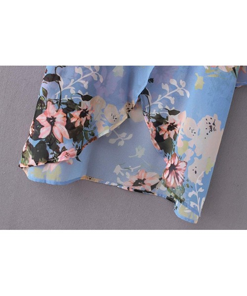 Cover-Ups Women's Sheer Chiffon Blouse Loose Tops Kimono Floral Print Cardigan - T49 - CD18IS0ZH3T