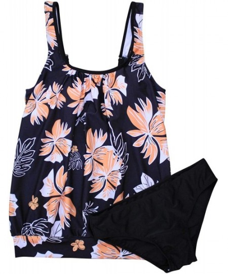 Sets Women's Floral Print Tankini Backless Swimsuit deep v Neck Plus Size Swimwear - S-print2 - CV192C3Q48O