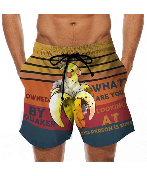 Racing Rooster Print Shorts for Men Casual Summer Beach Shorts Graphic Swimwear - Orange3 - CC19DL0HH55