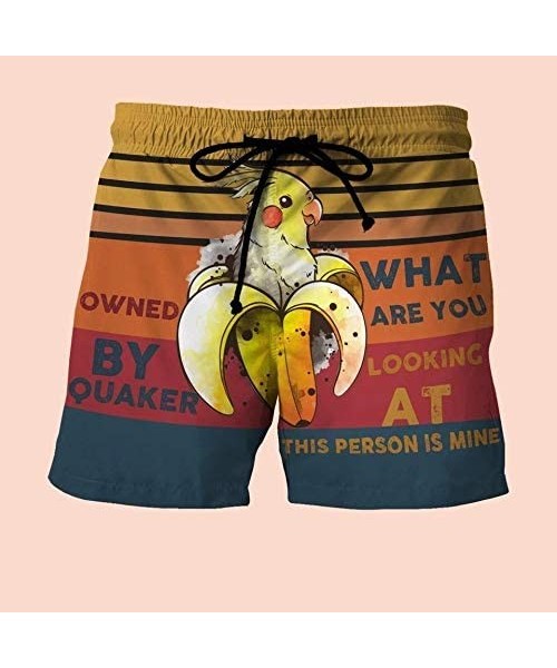 Racing Rooster Print Shorts for Men Casual Summer Beach Shorts Graphic Swimwear - Orange3 - CC19DL0HH55