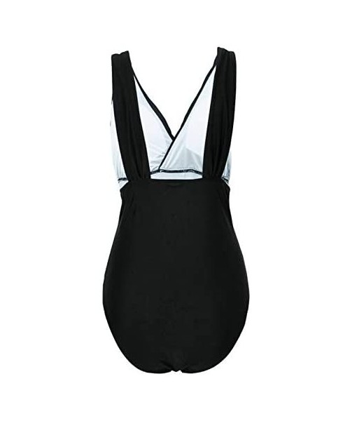 One-Pieces Swimsuits for Women One Piece Summer Sexy Deep V Neck Backless Soild Swimwear Beachwear Swimsuit Monokini Set Z1 b...