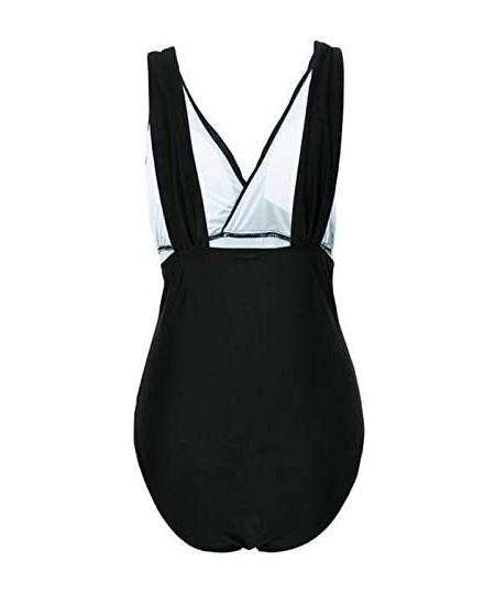 One-Pieces Swimsuits for Women One Piece Summer Sexy Deep V Neck Backless Soild Swimwear Beachwear Swimsuit Monokini Set Z1 b...