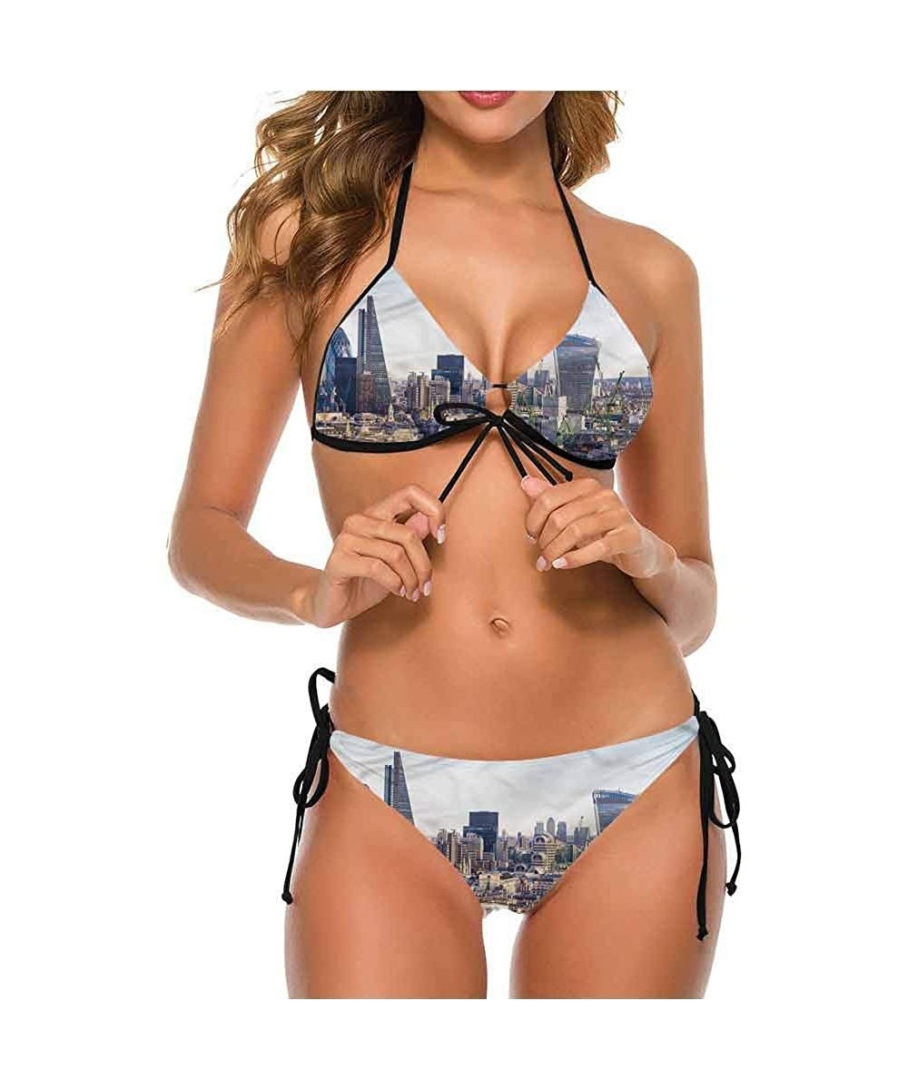 Bottoms Super Cute Bikini City- Urban Life Scene Hectic Night Adjustable to Fit Anyone - Multi 05-two-piece Swimsuit - CC19E7...