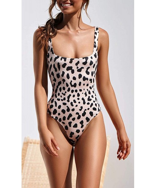 One-Pieces Women's One Piece Leopard Print Swimsuits Halter Straps U Neck Backness Monikini Bathing Suit - Z_leopard Printed ...