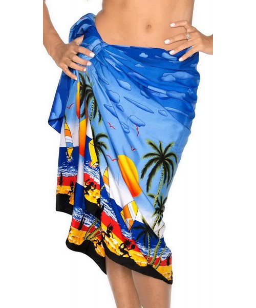 Cover-Ups Men's Plus Size Swimsuit Sarong Lungi Swimwear Scarf Coverups Vacation - Blue_g365 - C811JS0KQDL