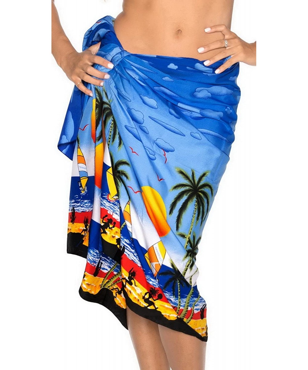 Cover-Ups Men's Plus Size Swimsuit Sarong Lungi Swimwear Scarf Coverups Vacation - Blue_g365 - C811JS0KQDL