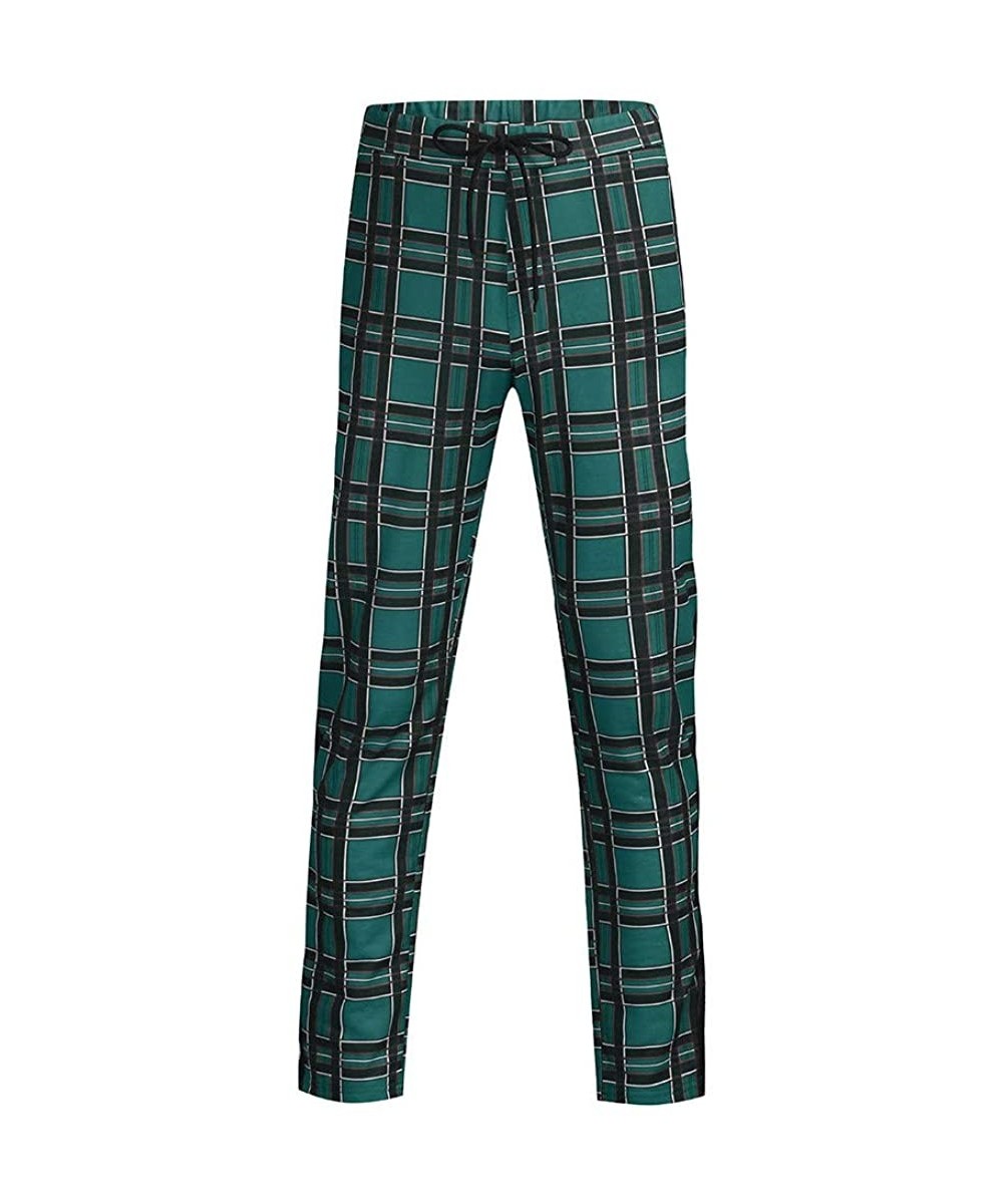 Racing Men's Straight-fit Wrinkle-Resistant Flat-Front Chino Lattice Pant with Pocket - Green - C318QS0AN35