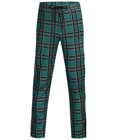 Racing Men's Straight-fit Wrinkle-Resistant Flat-Front Chino Lattice Pant with Pocket - Green - C318QS0AN35