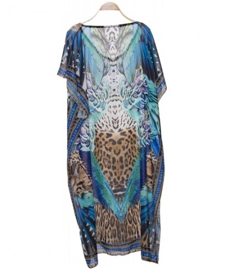 Cover-Ups Women's Summer Peacock & Leopard Topper/Cover-Up/Poncho/Kimono Rhinestone Outwear Beachwear Dress - Color 4 - CN18R...