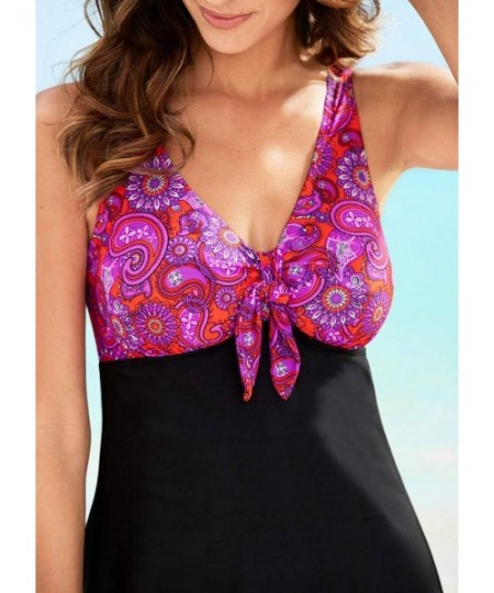 Sets Women's 2 Pieces Bathing Suits Plus Size Bow Tankini Flowy Push-Up Swimsuit - CJ18QY4H6X3