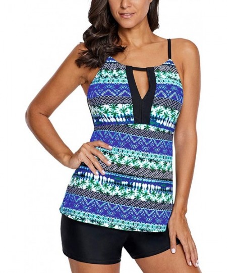 Racing Womens Striped Print Racerback Tankini Swim Top No Bottom Swimsuit - Dblue-856 - C018ND95DT6