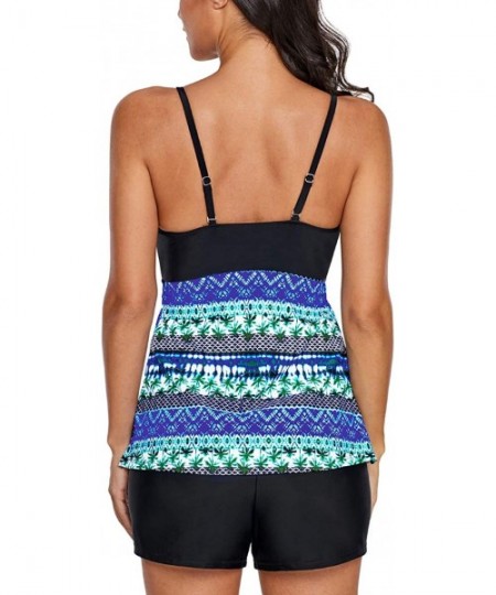 Racing Womens Striped Print Racerback Tankini Swim Top No Bottom Swimsuit - Dblue-856 - C018ND95DT6