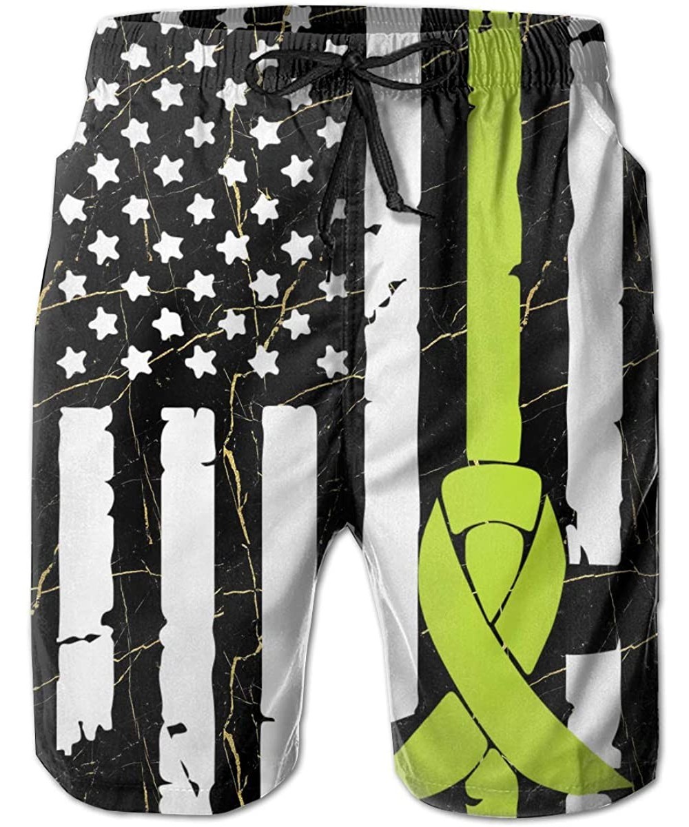 Board Shorts Lymphoma Awareness USA Flag-1 Men's Board/Beach Shorts Quick Dry Beachwear - C9199HWQXYQ