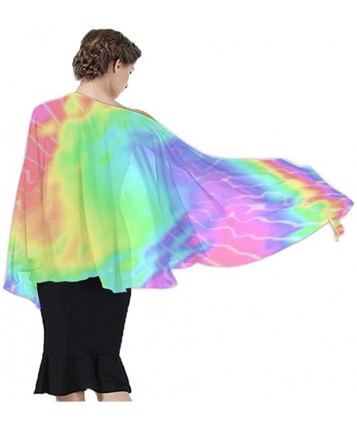 Cover-Ups Women Chiffon Scarf Sunscreen Shawl Wrap Swimsuit Cover Up Beach Sarongs - Colorful Tie Dye Vintage Pigment - CI19C...