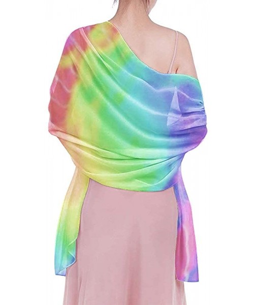 Cover-Ups Women Chiffon Scarf Sunscreen Shawl Wrap Swimsuit Cover Up Beach Sarongs - Colorful Tie Dye Vintage Pigment - CI19C...